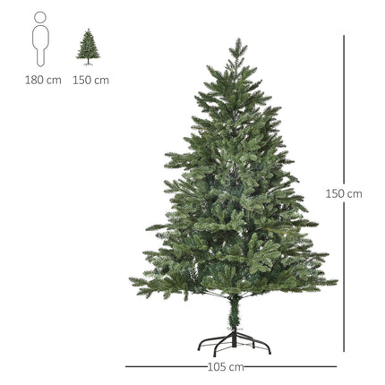 1.5M Artificial Christmas Tree, PVC, Metal Base, Green