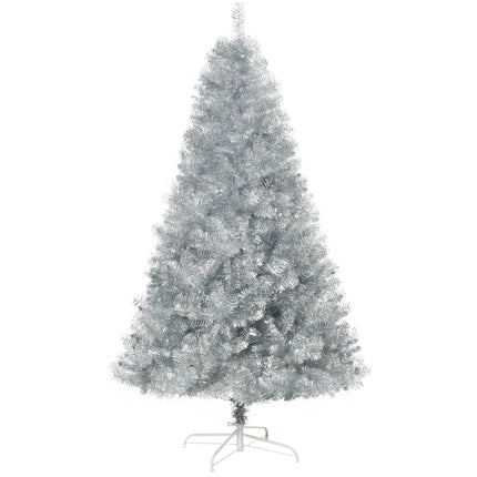 180 cm artificial Christmas tree, silver & white, easy assembly