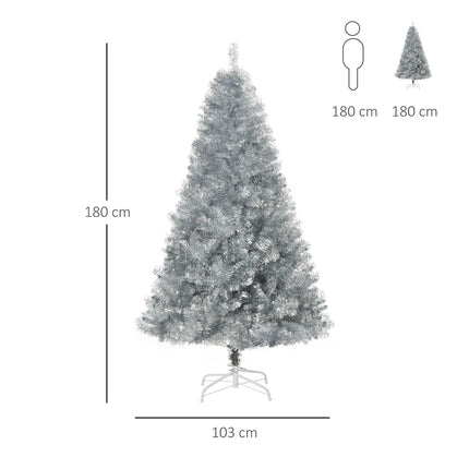 180 cm artificial Christmas tree, silver & white, easy assembly