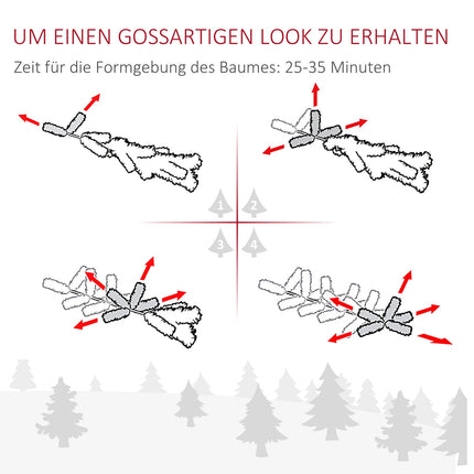 180 cm artificial Christmas tree, silver & white, easy assembly