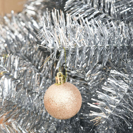 180 cm artificial Christmas tree, silver & white, easy assembly