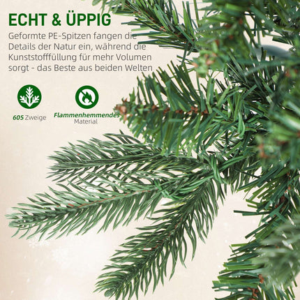 Artificial Christmas Tree, 180 cm, 605 Branches, 200 LED