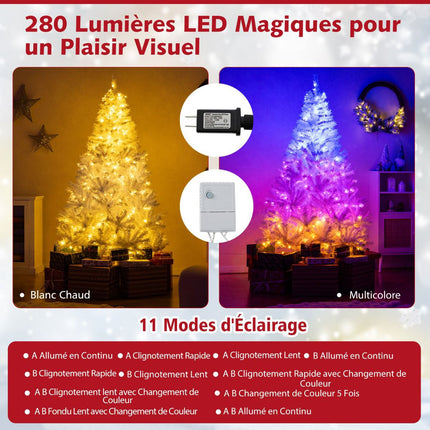 Artificial Christmas Tree 180cm, Pre-Lit 280 LED, Hinged