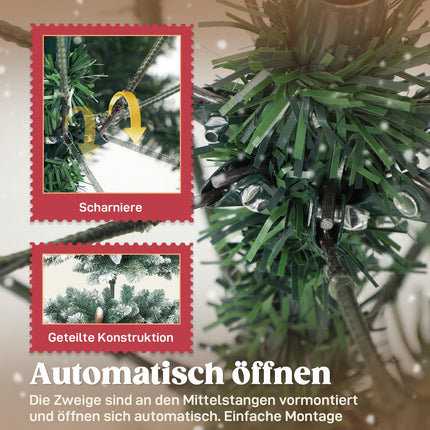 Artificial Christmas Tree 180 cm, Snowy, 1000 Tips, 34 Cones