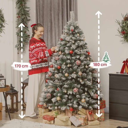Artificial Christmas Tree 180 cm, Snowy, 1000 Tips, 34 Cones