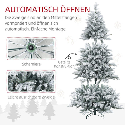 Artificial Christmas Tree, 180cm, Snowy Branches, Metal Stand
