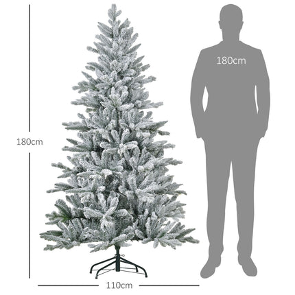 Artificial Christmas Tree, 180cm, Snowy Branches, Metal Stand
