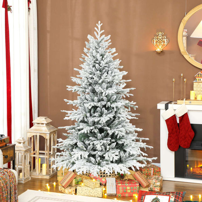 Artificial Christmas Tree, 180cm Snowy Pine with Metal Stand
