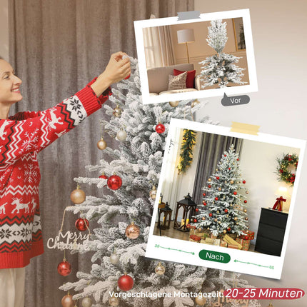 Artificial Christmas Tree, 180cm Snowy Pine with Metal Stand