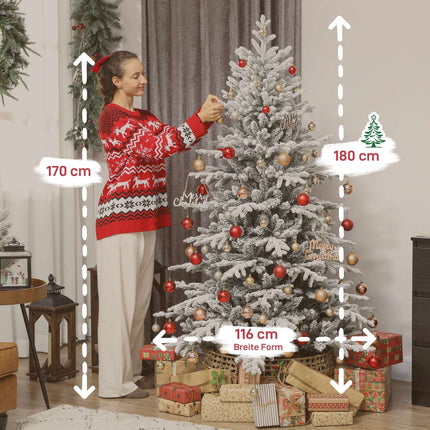 Artificial Christmas Tree, 180cm Snowy Pine with Metal Stand