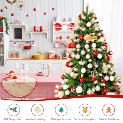 Artificial Christmas Tree 180 cm, White Tips, Metal Stand