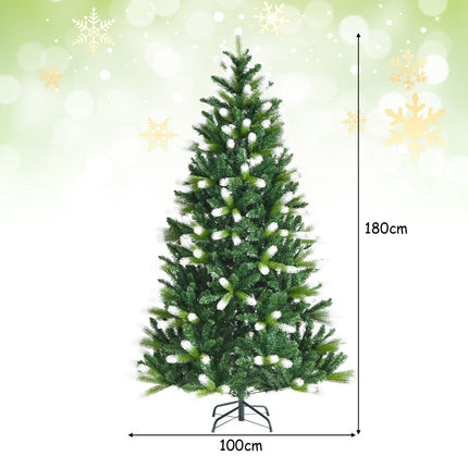 Artificial Christmas Tree 180 cm, White Tips, Metal Stand