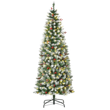 Artificial Christmas Tree 180cm with LED Lights, Snow, Stand