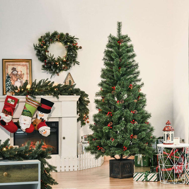 Artificial Christmas tree, 1.8m, PVC & Metal, with decorations