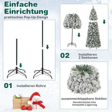 Artificial Christmas Tree, 210 cm, 200 LED Lights, Pop-Up Design