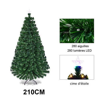 Artificial Christmas Tree 210 cm, 280 LEDs, Metal Stand