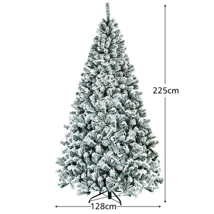 Artificial Christmas Tree, 225cm, Snowy, Metal Stand