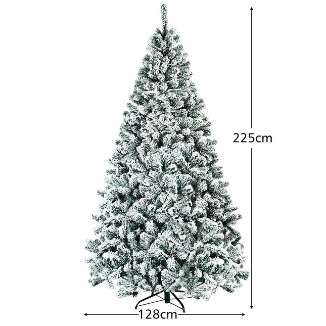 Artificial Christmas Tree, 225cm, Snowy, Metal Stand