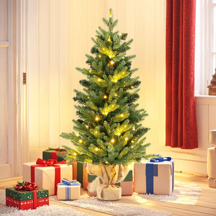 Artificial Christmas Tree 90cm, 50 LED Timer, Linen Base