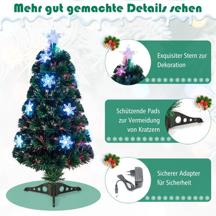 Artificial Christmas Tree 90 cm, Fiber Optic, 12 LED Stars