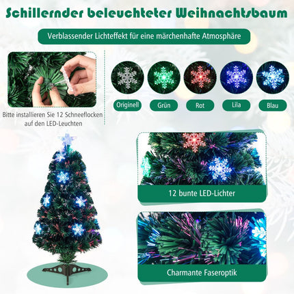 Artificial Christmas Tree 90 cm, Fiber Optic, 12 LED Stars