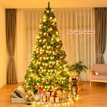 Artificial Christmas Tree, 9 Ft PVC, Hinged, Metal Stand