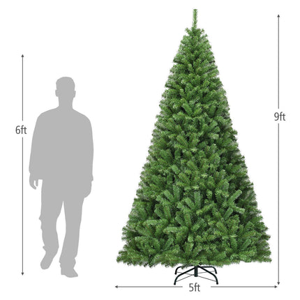 Artificial Christmas Tree, 9 Ft PVC, Hinged, Metal Stand