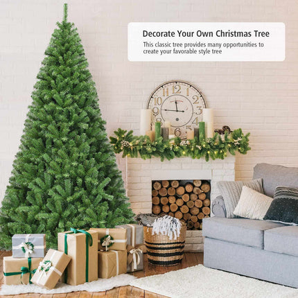 Artificial Christmas Tree, 9 Ft PVC, Hinged, Metal Stand