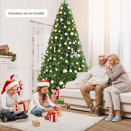 Artificial Christmas Tree, 9 Ft PVC, Hinged, Metal Stand