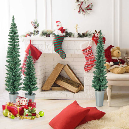 Artificial Christmas Tree Set, 3 Pack 3-5 Ft, Metal Buckets
