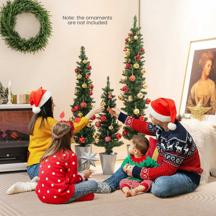 Artificial Christmas Tree Set, 3 Pack 3-5 Ft, Metal Buckets