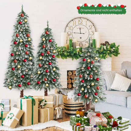 Artificial Christmas Tree Set, 3-Pack, Pre-Lit, Snow-Flocked