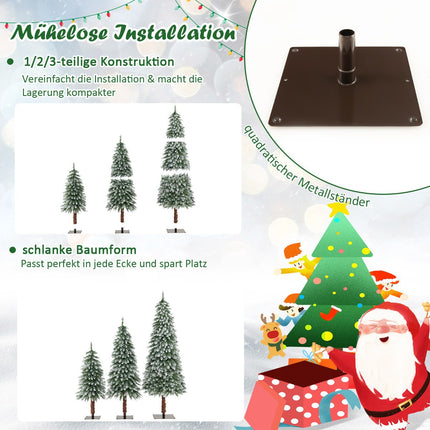 Artificial Christmas Tree Set, 3-Pack, Pre-Lit, Snow-Flocked