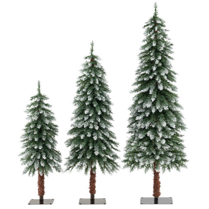 Artificial Christmas Tree Set, 3-Pack, Pre-Lit, Snow-Flocked