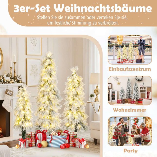 Artificial Christmas Tree Set with Lights, 90-150 cm, Snow-Tipped