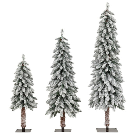 Artificial Christmas Tree Set with Lights & Snow, 3 Sizes