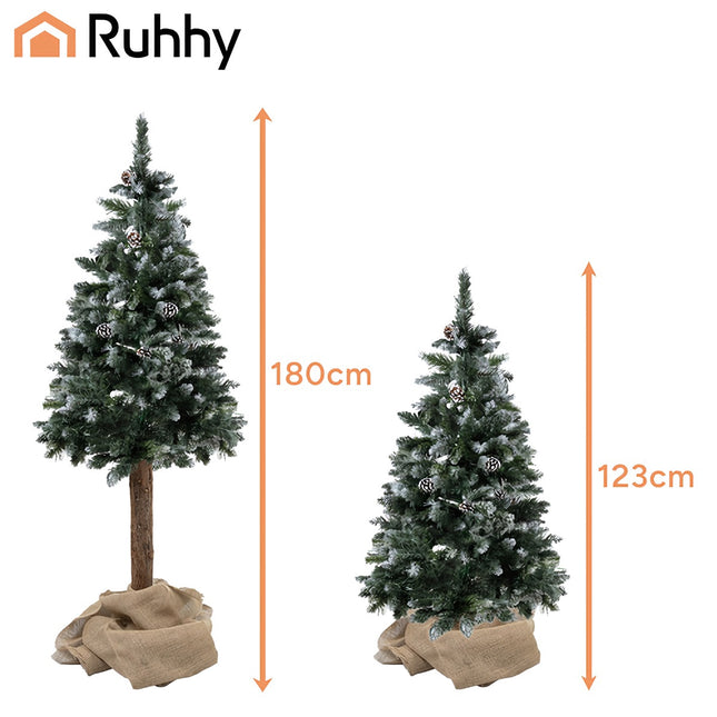 Artificial Christmas Tree, Snow-Covered, 180 cm, Natural Trunk