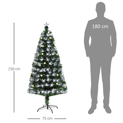 Artificial Christmas tree with remote control LED, 150cm, Green/White
