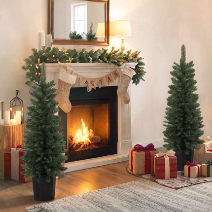 Artificial Christmas Trees Set, 120 cm, 170 Branch Tips, Green