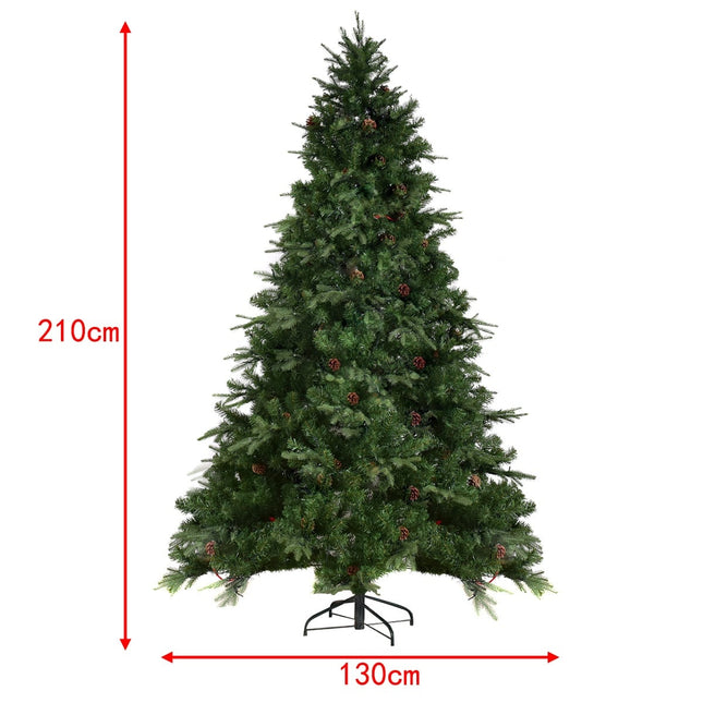 Artificial Christmas Tree with LED Lights, 210 cm, Green