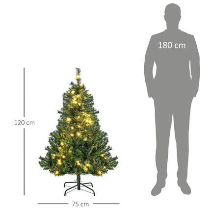 Artificial Christmas Tree with LEDs, 120 cm, Green
