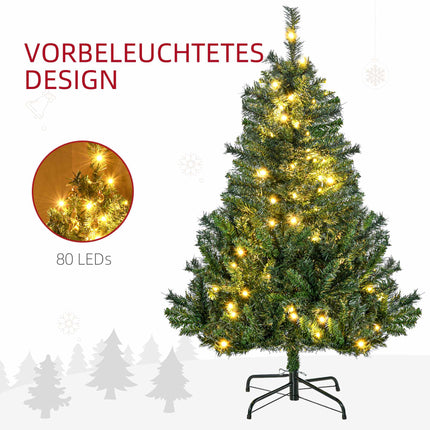 Artificial Christmas Tree with LEDs, 120 cm, Green