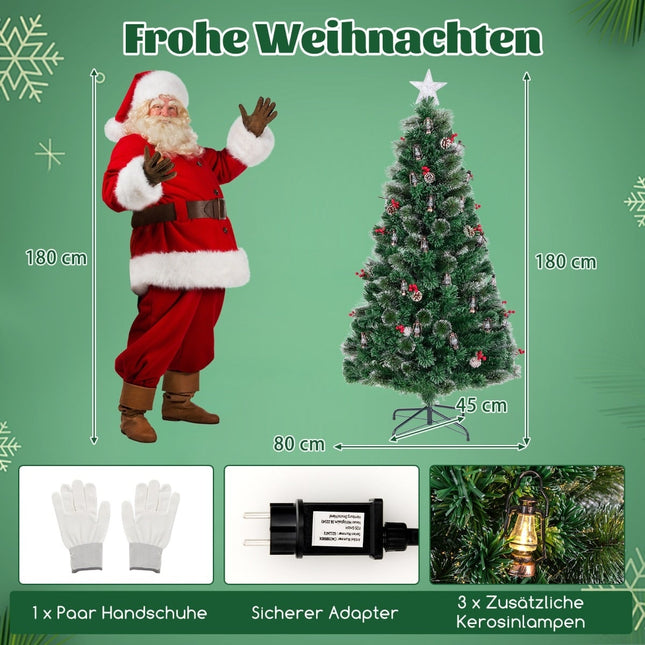 Artificial Christmas Tree with Lights, 180 cm, LED & Fiber Optic