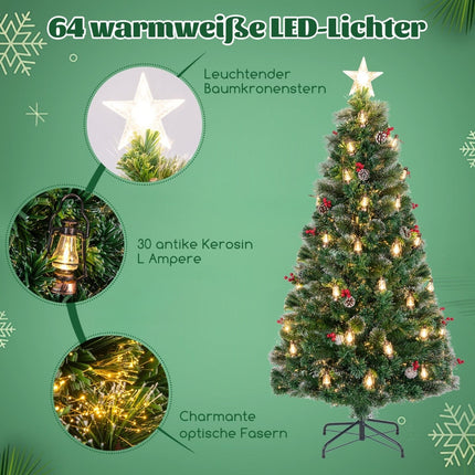 Artificial Christmas Tree with Lights, 180 cm, LED & Fiber Optic