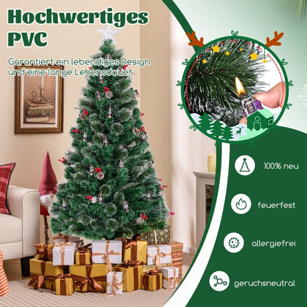 Artificial Christmas Tree with Lights, 180 cm, LED & Fiber Optic