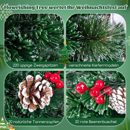 Artificial Christmas Tree with Lights, 180 cm, LED & Fiber Optic