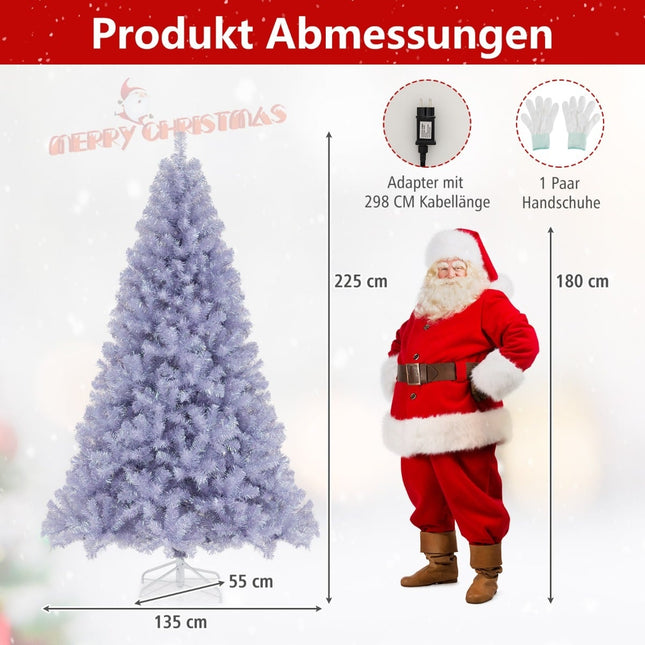 Artificial Christmas Tree with Lights, 225 cm, Purple, LED