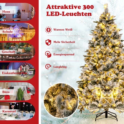 Artificial Christmas Tree with Snow, 215 cm, 300 LED Lights