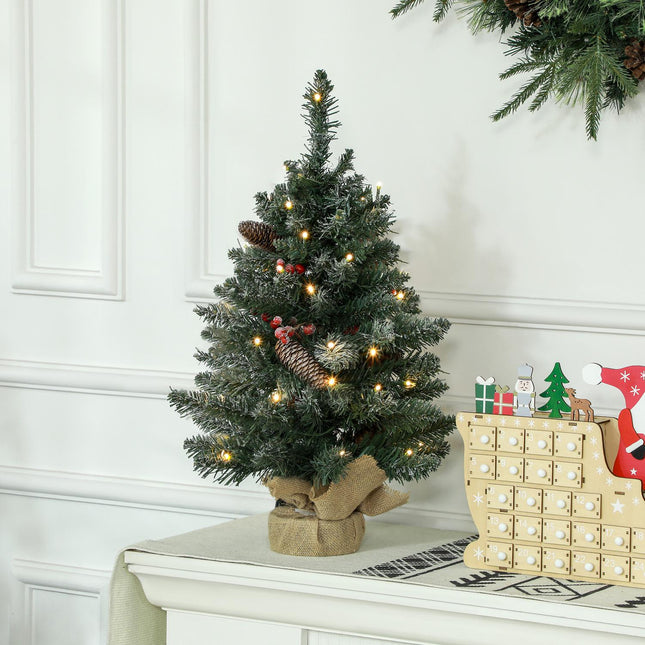 0.6 m artificial Christmas tree with cones, 50 LEDs