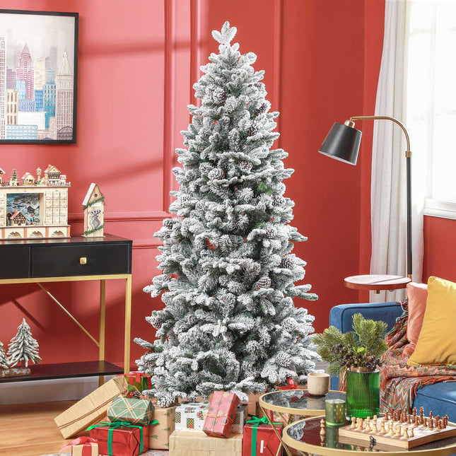 180 cm artificial Christmas tree, snowy, collapsible metal stand